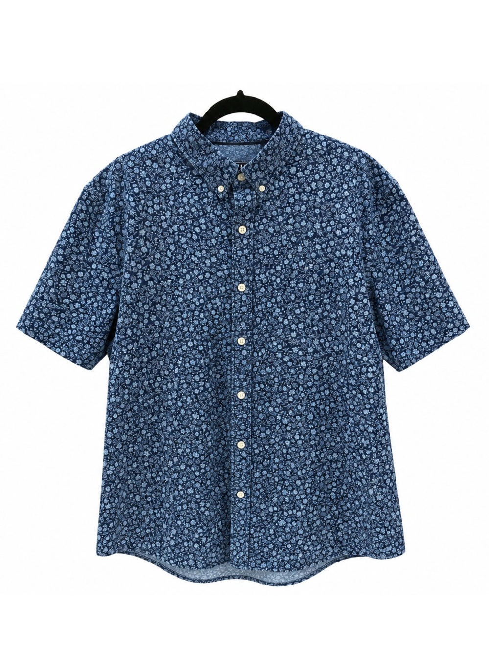 IZOD Men’s XL Blue Floral Print Short Sleeve Button Down Shirt
